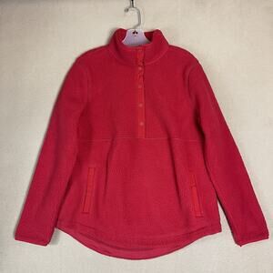 Vineyard Vines Sweater Womens S Red 1/2 Snap Fleece Sherpa Mock Neck Pullover